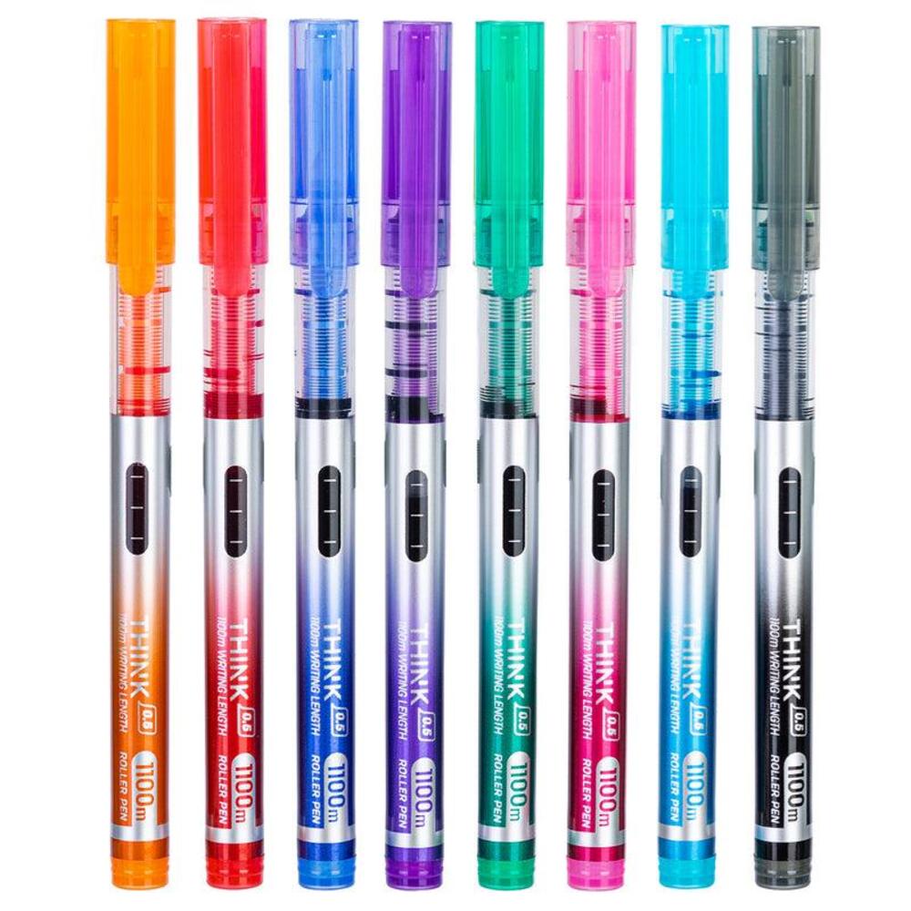 Jeu 8 Stylo Roller Pen 0.5mm Deli Think 8 Couleurs Q300-8c