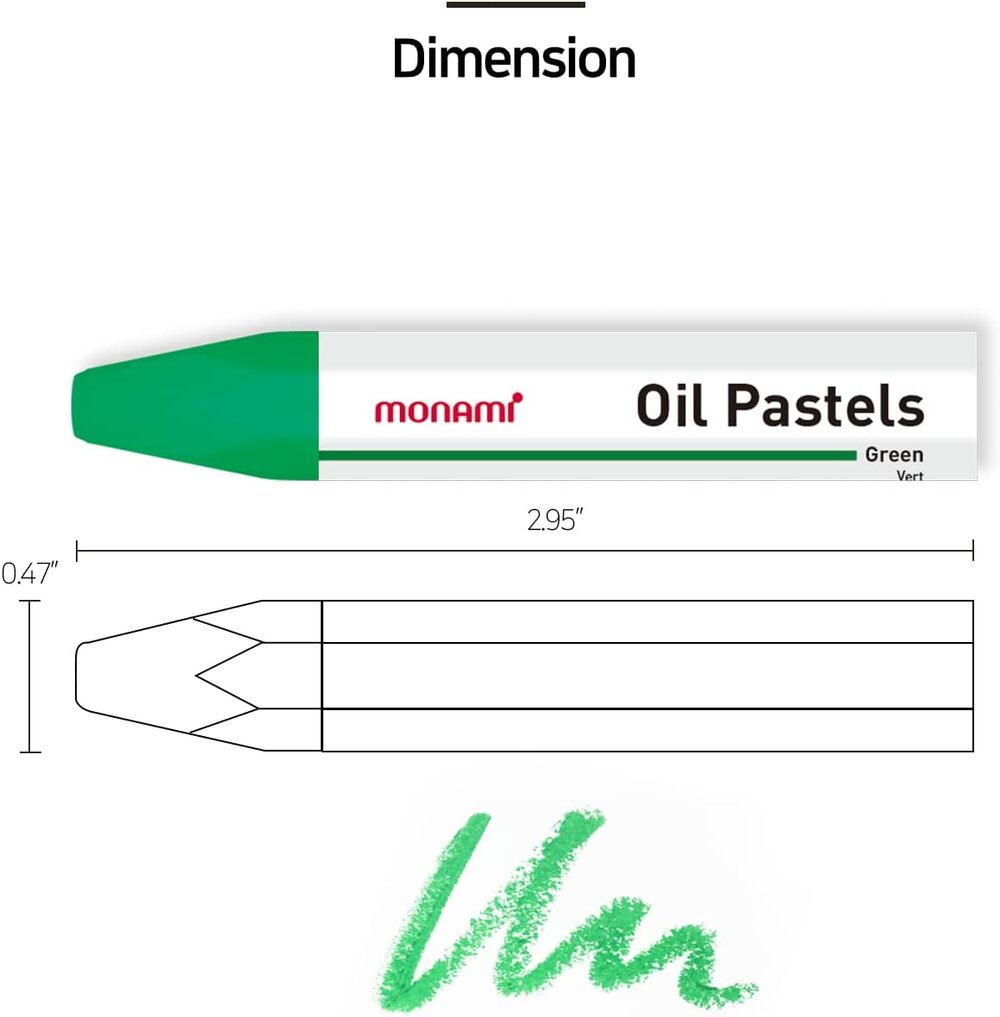 Paquet 18 Crayons De Couleur à L'Huile Pastel Monami ‎Hexagonal 