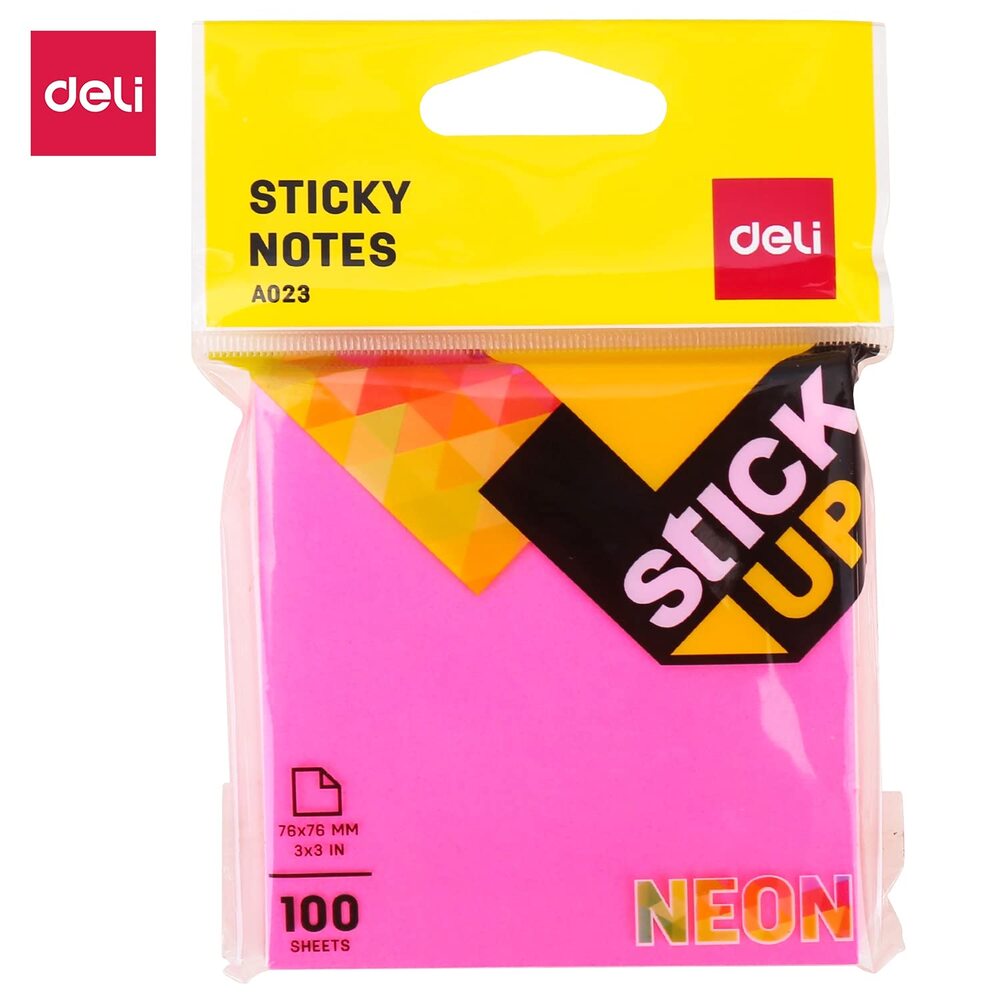 Paquet 12 Post-it Deli 76x76 Stick-up Neon 100 Sheetes 4 Couleurs