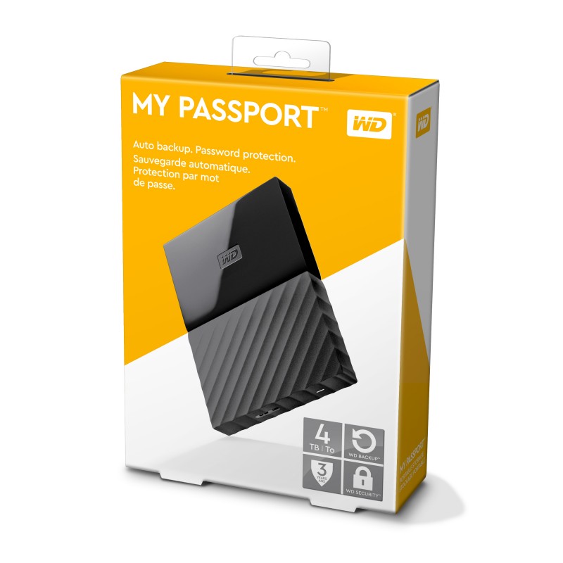 Disque dur externe Western Digital  WD MY PASSPORT USB 3.0 - 4To, Noir