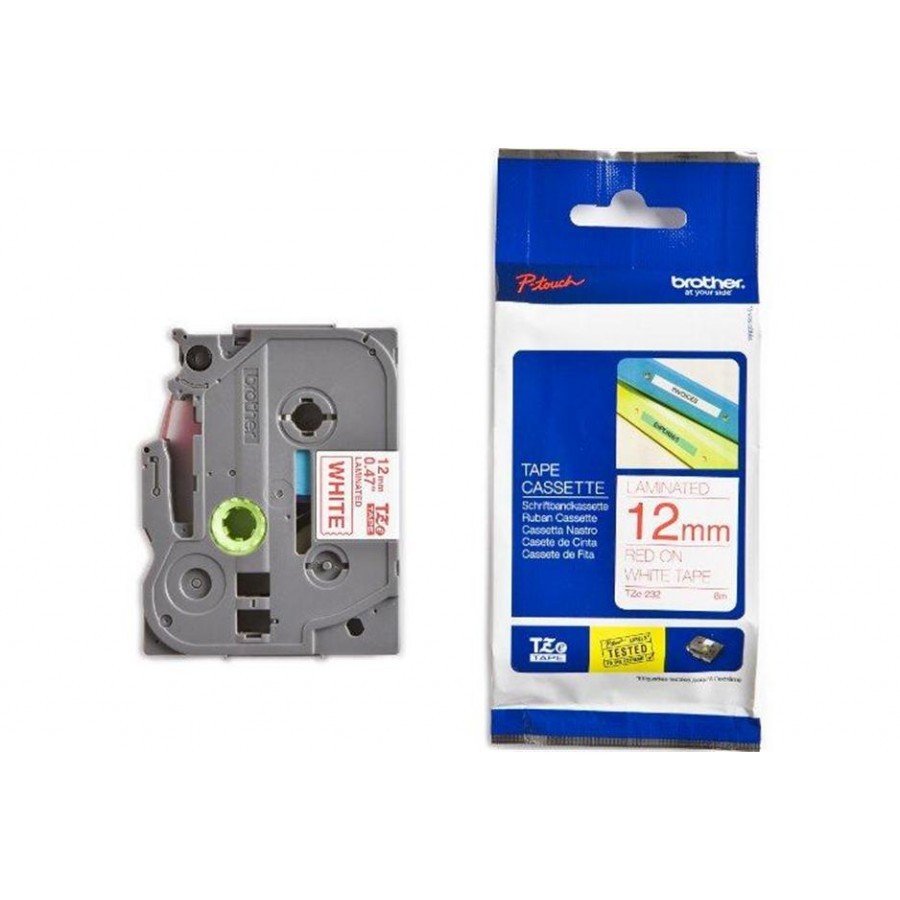 Ruban Brother 12MM TZE-232 ROUGE/BLANC