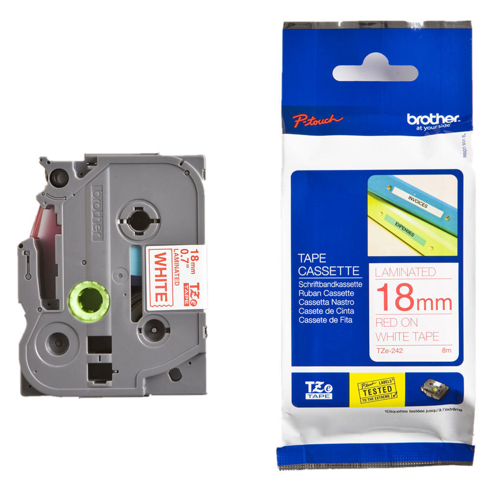 Ruban Brother 18MM TZE-242 Rouge&amp;Blanc 