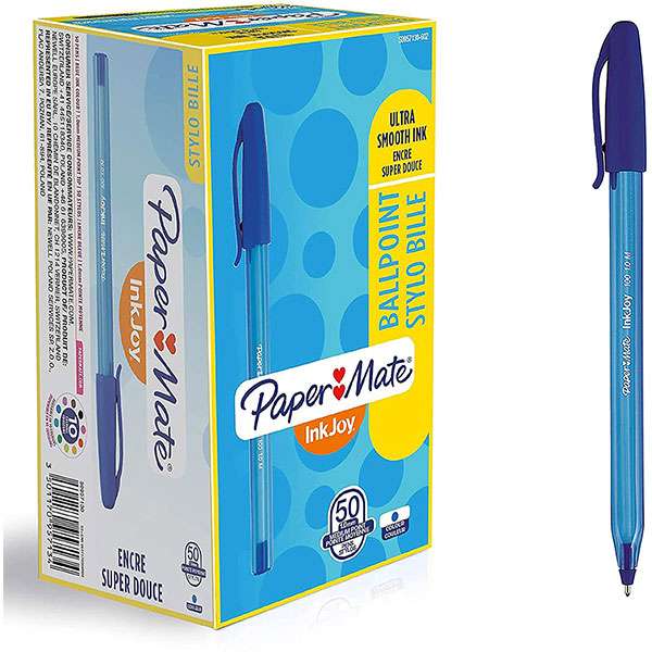 Paquet 50 Stylo Inkjoy 1.0 Paper Mate Bleu