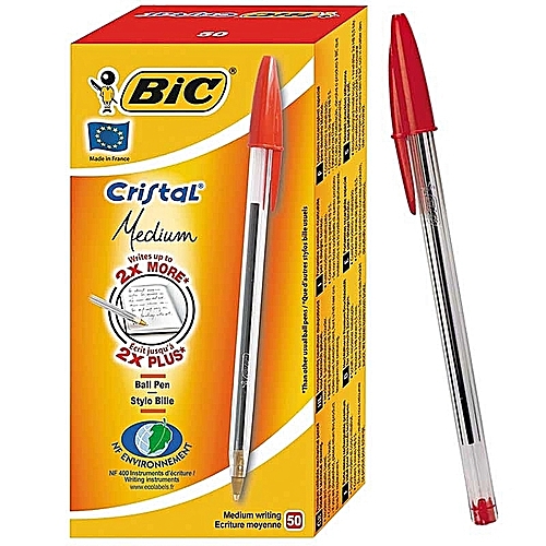 Paquet 50 Stylo Bic Crystal Rouge