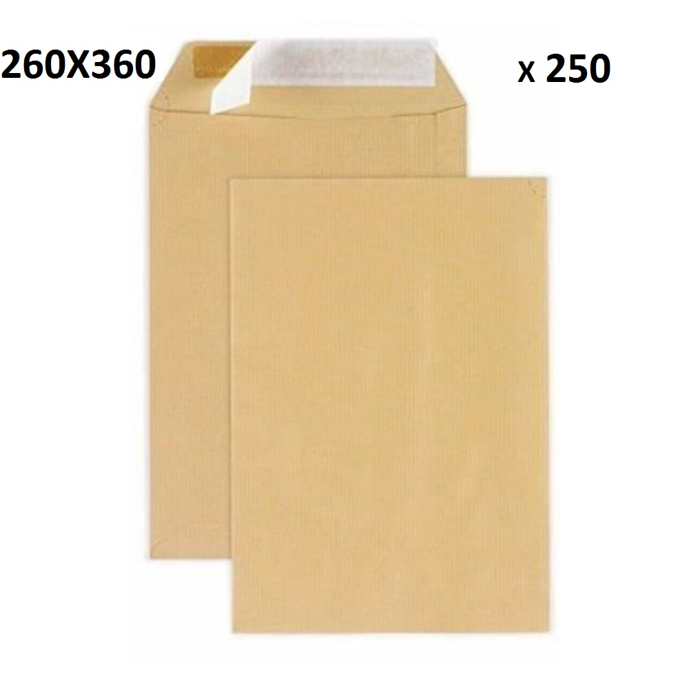 Paquet 250 Pochettes 260x360 Kraft Autodex 90 Grs Point De Mire