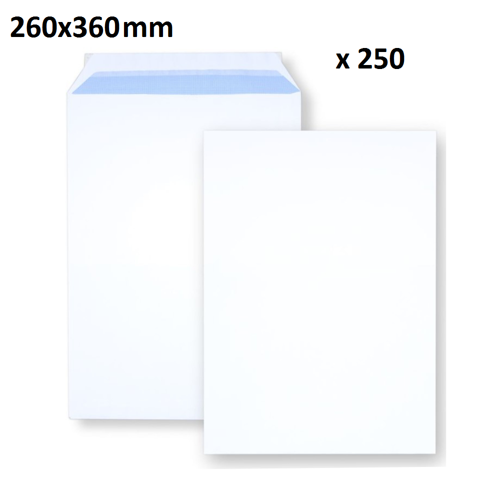 Paquet 250 Pochettes 260x360 Blanche Autodex 90 Grs Point De Mire 