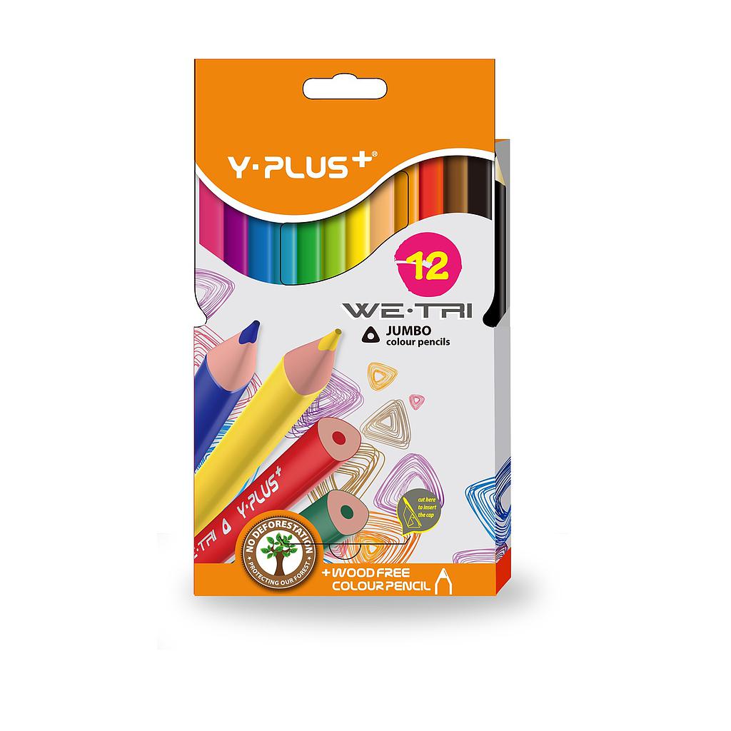  Paquet 12 Crayons De Couleur 3.5mm Y-PLUS+ WE-TRI  Jumbo