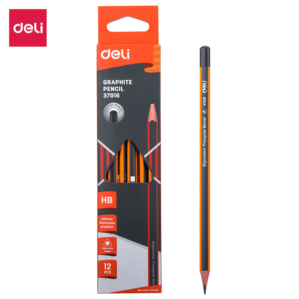 Paquet 12 Crayons Deli Avec Gomme Deli E37016 HB