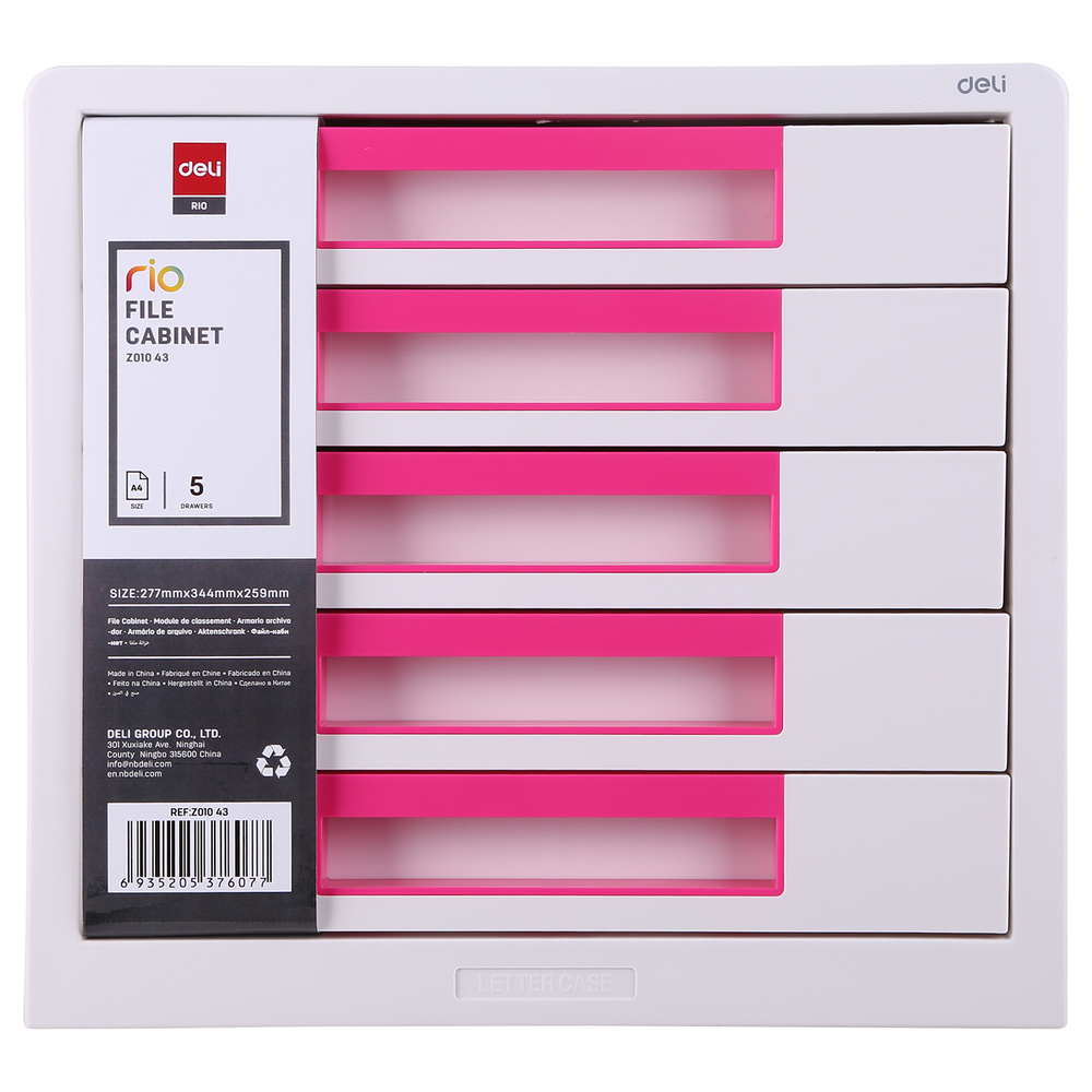 Module De Classement Deli 5 Tiroirs EZ01043 Blanc/Magenta