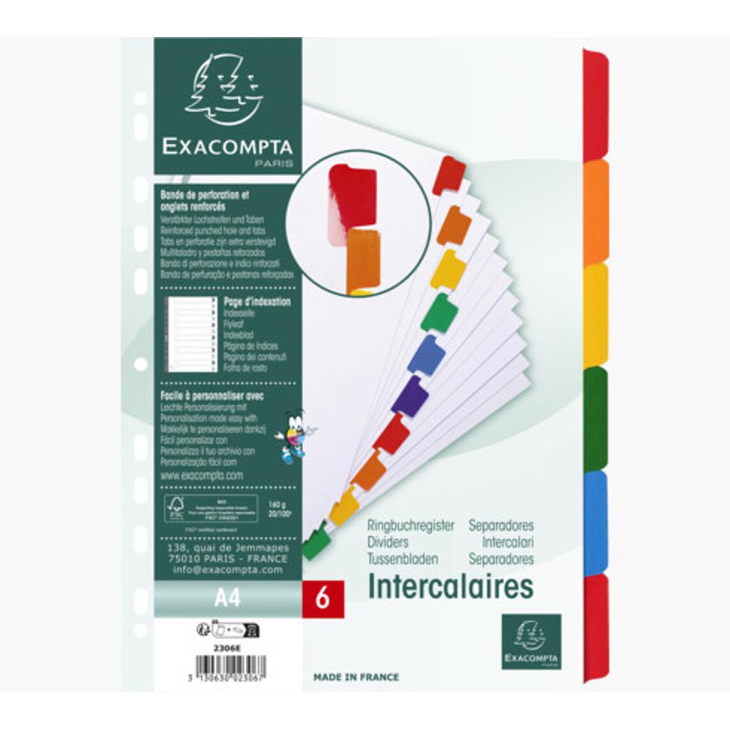 Jeu Intercalaire Exacompta 6 F Blanche Onglels Couleur 2306E A4