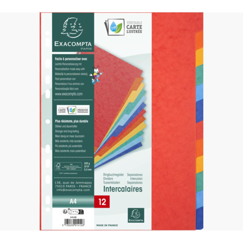 Jeu Intercalaire Exacompta 12 F Carte Lustré  E1412E A4