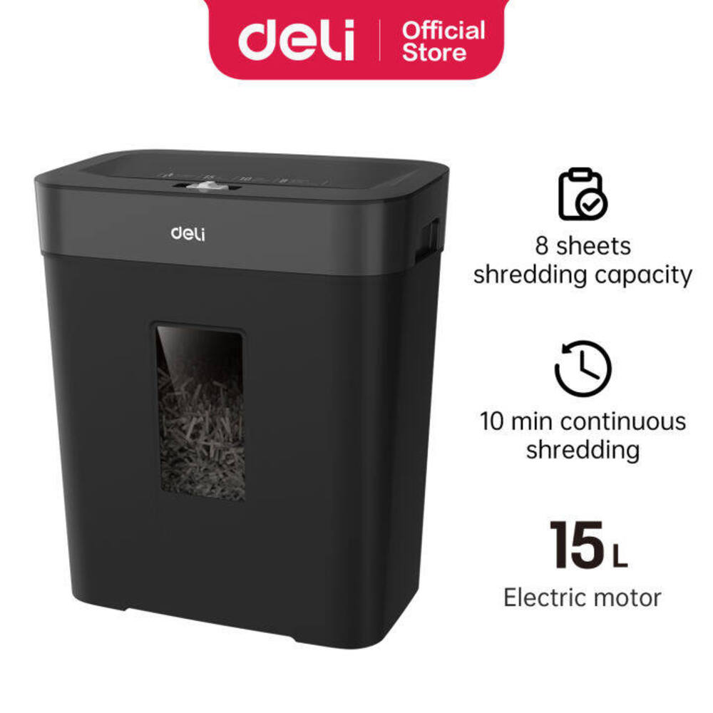 Destructeur De Papier Déchiqueteuse de Bureau Deli ET023 15 Litres 8 Feuilles