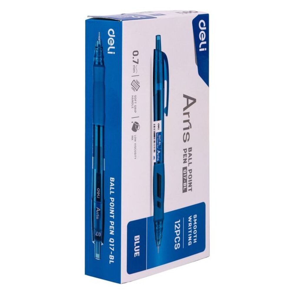 Paquet 12 Stylos A Bille Deli Arris Q17-BL 0.7mm Bleu